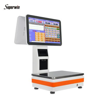 China Qua Scale CY-55D Weighing Scales with Aclas PBX Terminal POS with 58mm Printer Scale Pos for 32G Auto Weigher (64G/128G/256G market pos optional) for sale