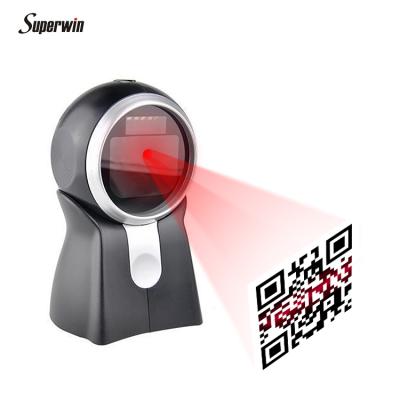 China Hands Free Desktop 2D Laser 1D Barcode Scanner High Speed ​​Barcode Reader with Stand and USB Cable for Supermarket Retail 101*68*146mm for sale