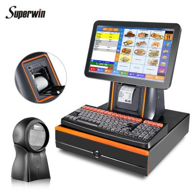 China Single 15.6inch Supermarket POS Systems J1900/4G/64G With 58mm Printer Card Reader Cash Drawer Barcode Scanner Cashier Machine POS System for sale