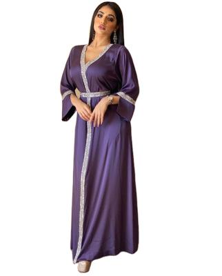 China Turkey Style Long Dress Purple Muslim Dresses S Women Muslim Long Dress for sale