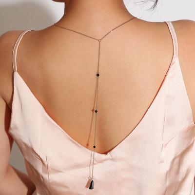 China Waterdrop Geometric Shape Body Chains Vintage Tassels Long Back Chain Necklace for sale