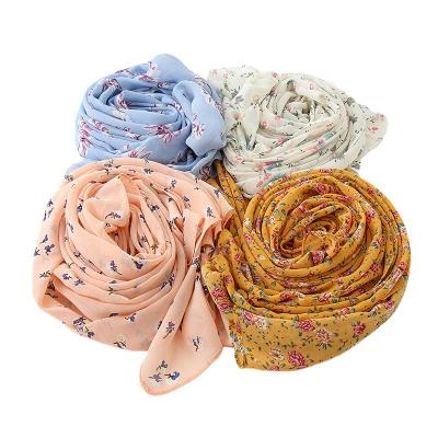 China Wholesale Muslim Chiffon Scarves Floral Printed Chiffon Hijabs Long Women Chiffon Scarfs for sale