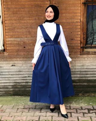 China Large Peplum Ties Long Skirt With Belt Muslim Skirt LR251 for sale