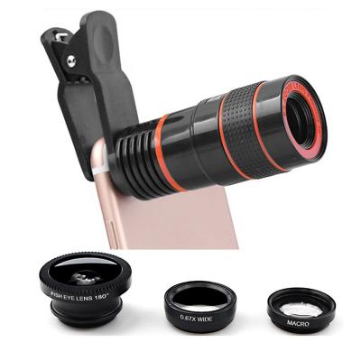 China Portability LIGINN 4 in 1 kit macro zoom 8X telephoto wide angle telescope fihseye camera lens for sale