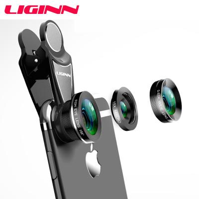 China 2020 LIGINN Multi-Coating 3 in 1 Kit 0.63X Wide Angle 15X Macro 198 Degree Fisheye Mobile Phone Camera Lens for Android Smartphone for sale