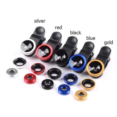 China Universal Detachable Clip 3 in1 Mobile Phone Camera Lens Kit 180 Degree Wide Angle Fisheye Lens 0.67X Macro for iPhone 7 plus 6s for sale