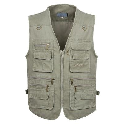 China Anti-wrinkle New Male Casual Summer Big Size Cotton Sleeveless Vest With Many 16 Pockets Men Multi Pocket Photograph Waistcoat for sale