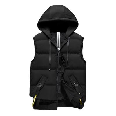 China Sustainable Urban wear men's winter hooded warm sleeveless jacket gilet waistcoat vest with hood for sale