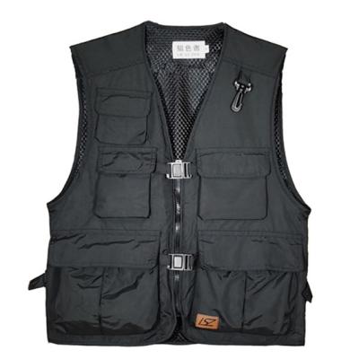 China Sustainable Customized Multi-pockets Workwear Men's Summer Outdoor Casual Utility Journalist Fishing Vest for Photography for sale