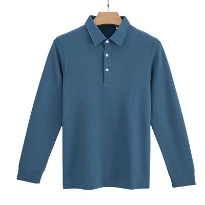 China Anti-wrinkle Double-sided cotton POLO shirt men's long-sleeved shirt stand collar solid color casual spring and autumn non-ironing T-shirt for sale