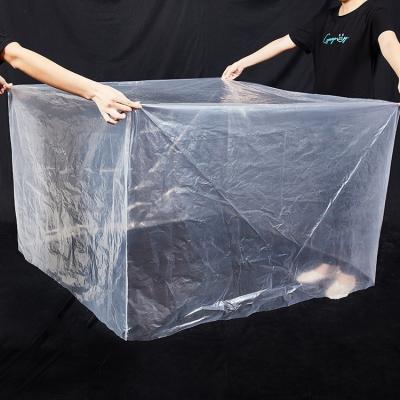 China Waterproof Cheap Industrial Packaging PE Pallet Cover Plastic Clear Square Bags for sale