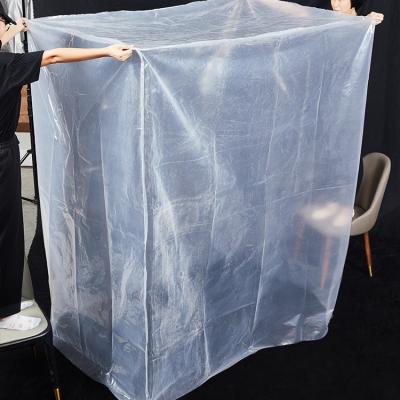 China Waterproof Extra Large Transparent Heat Shrink Film PE Pallet Cover Industrial Plastic Bag for sale