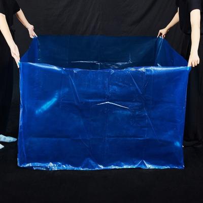 China Waterproof Blue Transparent Rectangle PE Pallet Cover Heat Shrink Bags for sale