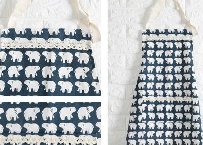 China Puting Kitchen wear cooksmart wipe clean Apron pocket diablement fort cotton White bear tree customized for sale