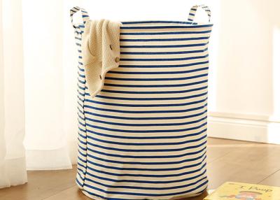 China Laundry basket storage bag large box customizable colors stripe Green blue Cotton Linen for sale