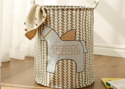 China Foldable washing laundry clothes basket toy storage bag large box customized blue wooden horse star for sale