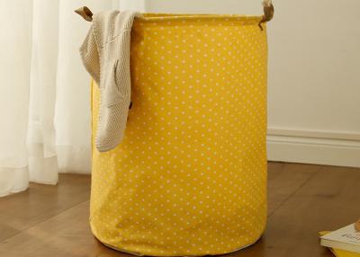 China Laundry basket storage bag large box customized colors stripe Yellow Cotton Linen dot large size for sale