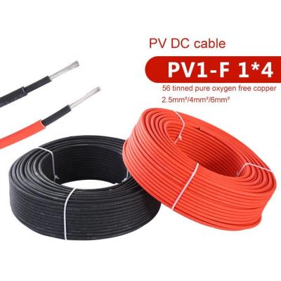 China TUV Approval Overhead Customizable Wire Tinned H1Z2Z2-K DC 1KV 1.5KV Red Black Copper Solar PV Power Cable Wires 2.5mm2 4mm2 6mm2 10mm2 for sale