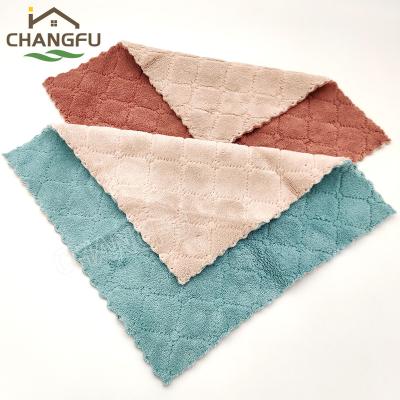 China Ultrasonic Edge QUICK DRY Coral Fleece Flannel Cleaning Towel absorbent for sale