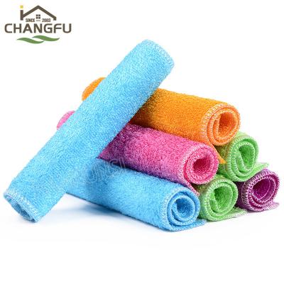 China Sustainable Changfu Textile 100% Bamboo Fiber Wash Dish Cleaning Cloth for sale