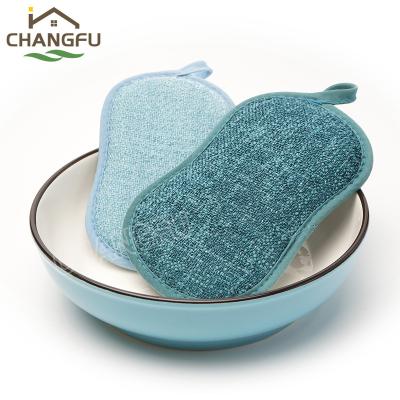 China Sustainable Changfu Microfiber Kitchenware Sponge Dishes Scratching Pad for sale