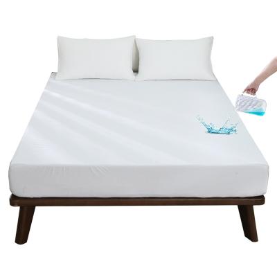 China Solid Color Single Color Fitted Waterproof Knitted Breathable Microfiber Mattress Protector With Elastic for sale