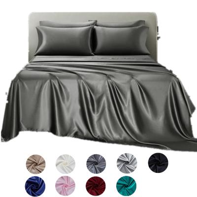 China Modern Smooth Custom Color And Size As Silk Satin Bedding Sheet Set Pack Of 4 For Bedroom for sale