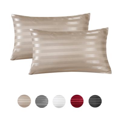 China Custom Silk Jacquard Satin Cooling Striped Pillow For Bedroom With Envelope Closure for sale