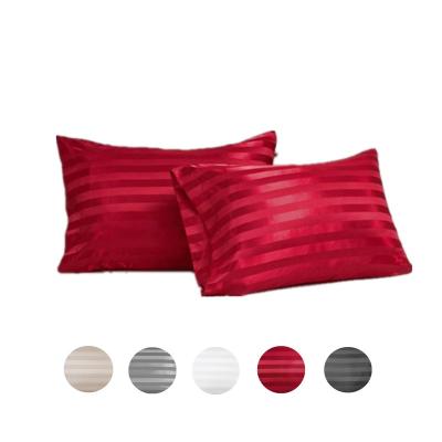 China Custom Made Silk Satin Pillow Case Cooling Striped Pillowcase With Envelope Closure 20*26 Inches for sale