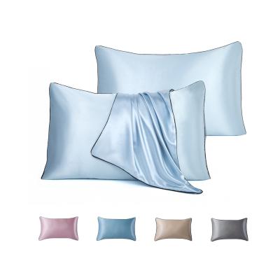 China Wholesalesolid color satin cooling pillowcase with whistle rope around for bedroom queen for 20*30in 1PC for sale