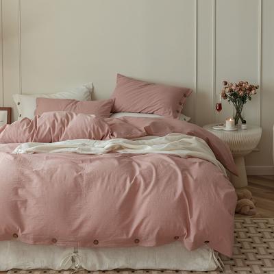 China Cheap and high quality custom made 100% pure washed cotton bedding set for all seasons for sale