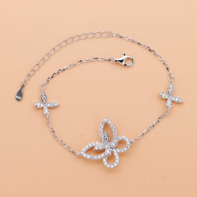 China Newest FASHIONABLE Adjustable 925 Sterling Silver Butterfly Shape Design Link Chain Women Bracelet Jewelry for sale