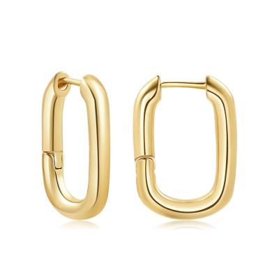 China Trendy Brass Gold Plated U Shape Ball U Shape Link Chain Earring Chunky Oval Huggie Hoop Earrings Jewelry for sale