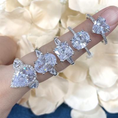 China Trendy Fashion Jewelry Manufacturer Women Silver 925 Wedding Rings Diamond Pear Shaped Silver Finger Rings Cubic Zirconia Rings s925 for sale