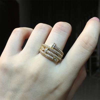 China Fashion TRENDY Gold Plated 925 Sterling Silver or Brass Stackable Zircon Statement Chunky Nail Rings Jewelry For Woman for sale