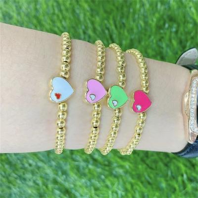 China New CLASSIC Handmade Gold Plated Adjustable Gold Balls Heart Smile Face Star Bead Bracelet Enamel Ying Yang Bracelet DIY Jewelry for sale