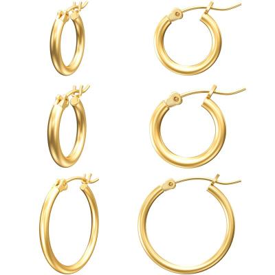 China High Quality 925 Sterling Silver 18K Gold Plated Circle Hoop Earrings Jewelry Multi Size Hypoallergenic Hoop Earrings Exquisite Appearance Pearl Drop Stud Huggie Hoop Earrings 925 for sale