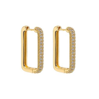 China Wholesale TRENDY Jewelry 18K Gold Plated CZ Crystal U Shape White Zircon Hoop Earrings Women Earrings for sale