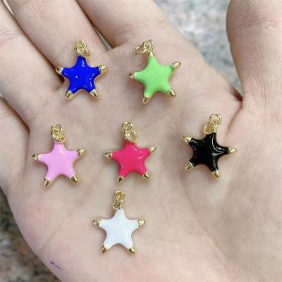 China Fashion CLASSIC Gold Plated Enamel Star Charms Pendant Multicolor For Necklace DIY Jewelry Making for sale