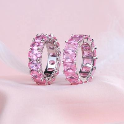 China Exquisite Ring Appearance High End Pink Silver Zirconia D.C.A. Pave Rings For Women Sterling Silver 925 Wand Bling Bling Diamond Ring Jewelry for sale