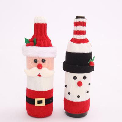 China Home Christmas Gift Bags Snowman Old Man Champagne Bottle Cover Case Holder Bag Red Wine Ornament Table Christmast for sale