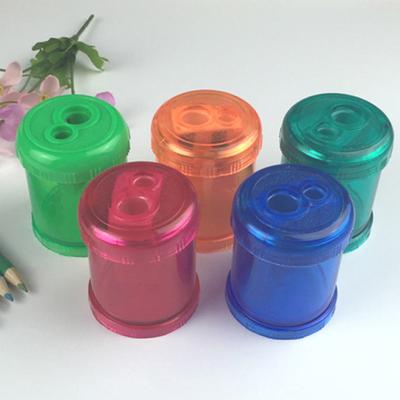 China For School 2022 Plastic Round OEM Logo Printing Colorful Double Big 2 Holes Pencil Sharpener for sale