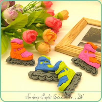 China 2022 Promotional Fun Cute 3d Roller Skates Eraser Shaped Rubber Pads Puzzle Pencil Eraser for sale