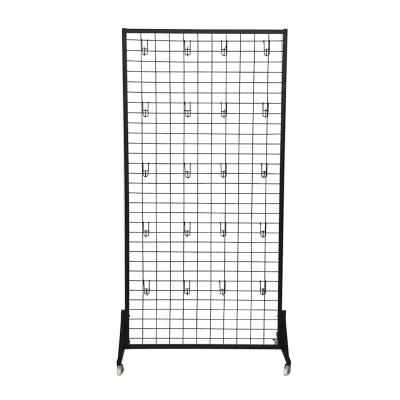 China Free Standing Iron Powder Coating Metal Wire Grid Mesh Wall Panel Baseball Hat Display Rack Holder For Hanging Product for sale