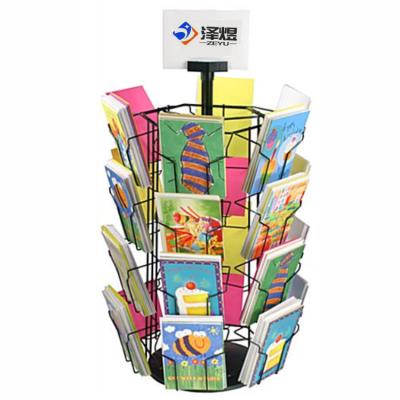 China Rotating Display Greeting Card Shelf Display with Sign Clip, Countertop, 24 Pockets - Black for sale