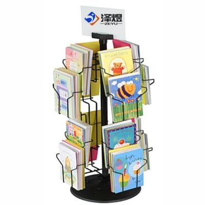 China Rotating Display Greeting Card Shelf Display with Sign Clip, Countertop, 16 Pockets - Black for sale