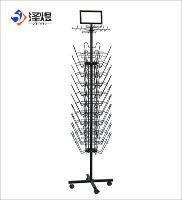 China Eco - Friendly OEM Products Custom Spin Wire Portable Book Display Stands With Wheel for sale