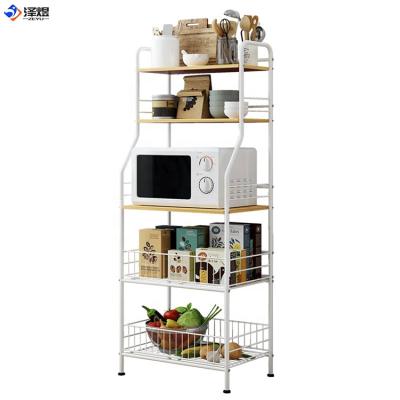 China Custom Stocked Kitchen Shelf Organizer Microwave Oven Stand Rack Vegetable Fruit Storage Rack for sale