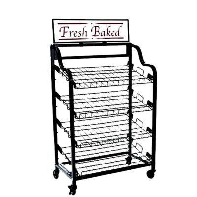 China Single Sided Mobile Metal Mesh Wire Shelving / Bakery / Wire Rack Display Rack for sale