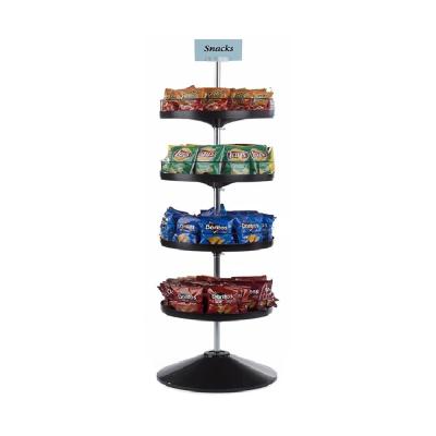 China 4 Floor Standing Double Sided Adjustable Height Round Snack Potato Chips Candy And Beverage Display for sale